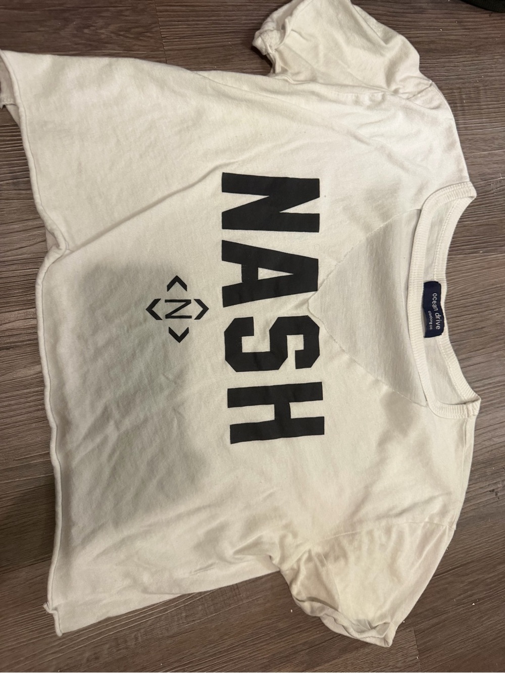 NASH Graphic Tee in Cream with Black Print- small, cropped